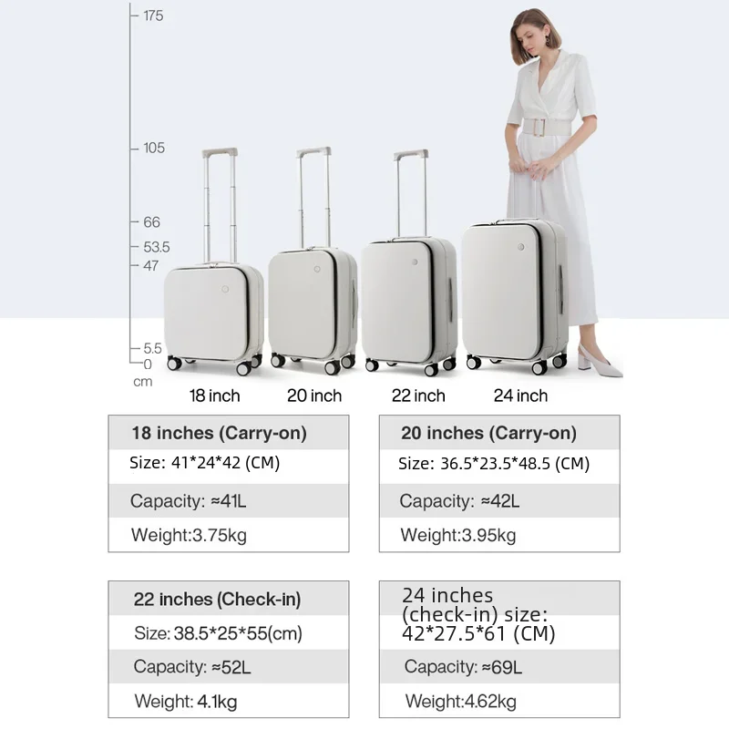 mixi – valise à cadre en aluminium, design breveté, bagage à main, belle cabine d'embarquement 18 20 24 pouces, m9260