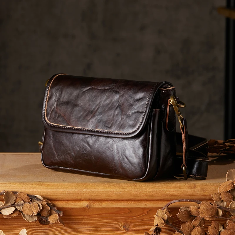 sac messager de bureau en cuir véritable fait à la main pour hommes, couche supérieure en cuir de vachette, sac initié en plein air, sac à bandoulière décontracté