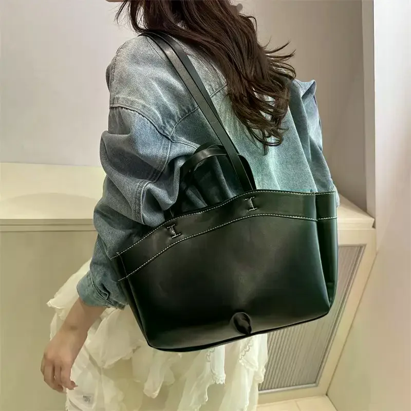 ensemble de portefeuille décontracté modish ; sac à main de grande capacité de couleur unie ; sac à bandoulière pour les déplacements quotidiens pour femmes ; cadeau parfait