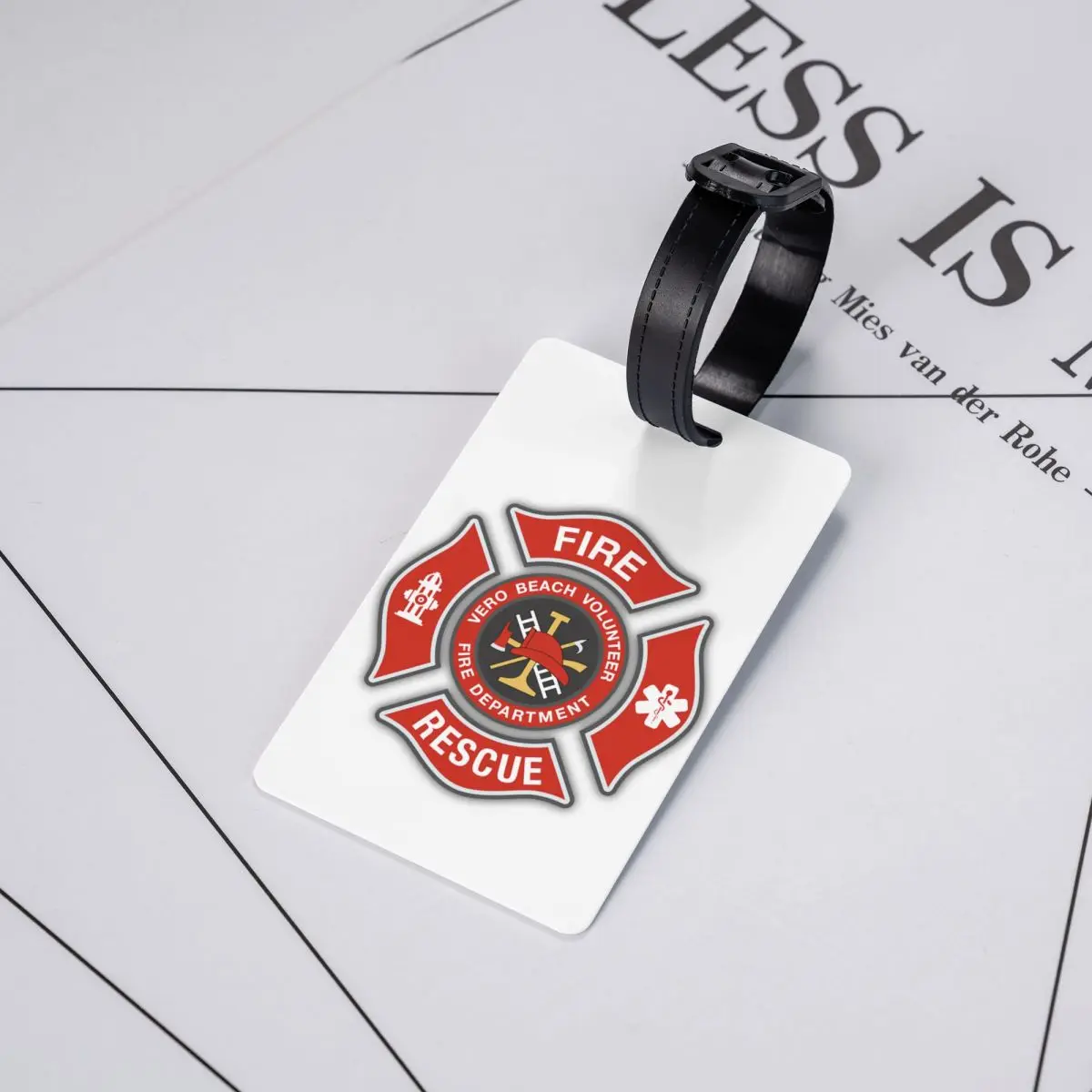 Étiquette de bagage de pompier de sauvetage d'incendie pour les valises, couverture de confidentialité, nom, carte d'identité