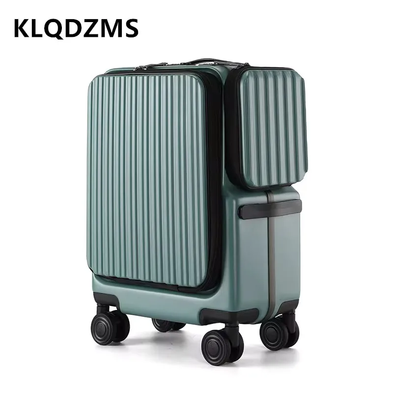 klqdzms valise à main ouverture avant mallette d'embarquement pour ordinateur portable 20 pouces boîtier de chariot de chargement usb boîte de mot de passe bagage de cabine