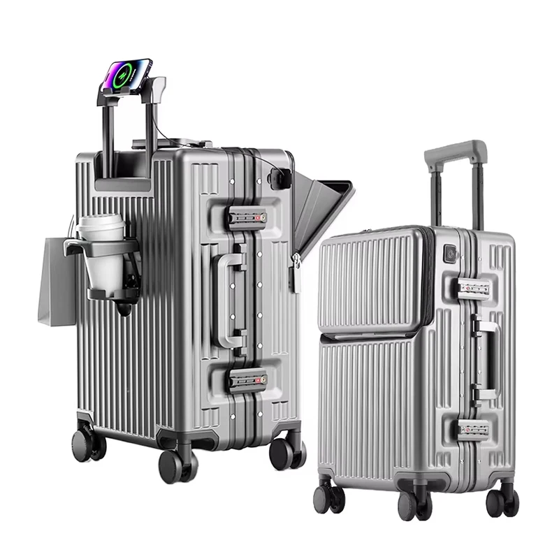 bagage grande capacité 2025 nouvelle valise multifonction cadre en aluminium boîtier de chariot 20/24/27 pouces boîte de cabine d'embarquement