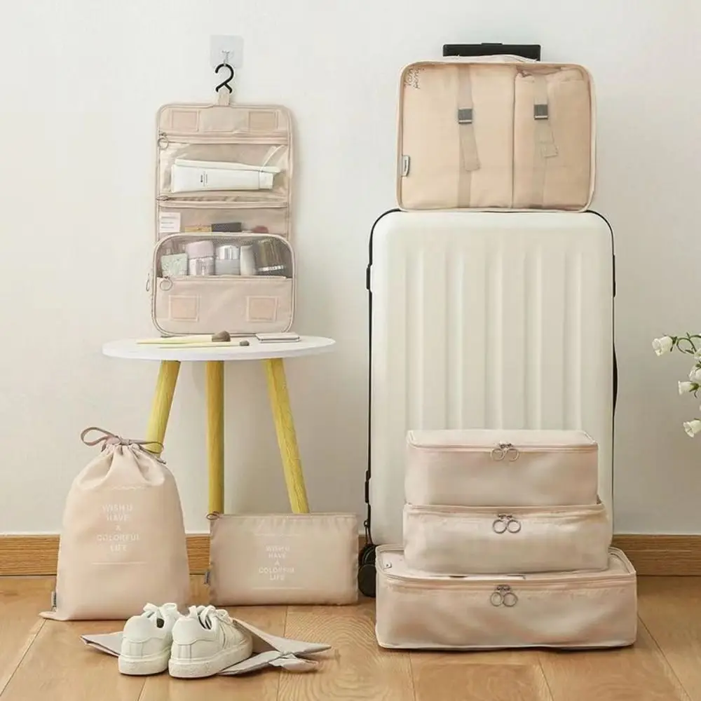 ensemble d'organisateurs de voyage pliables, 8 pièces, valise étanche de grande capacité, cubes d'emballage portables de différentes tailles, pochette pour valise et chaussures