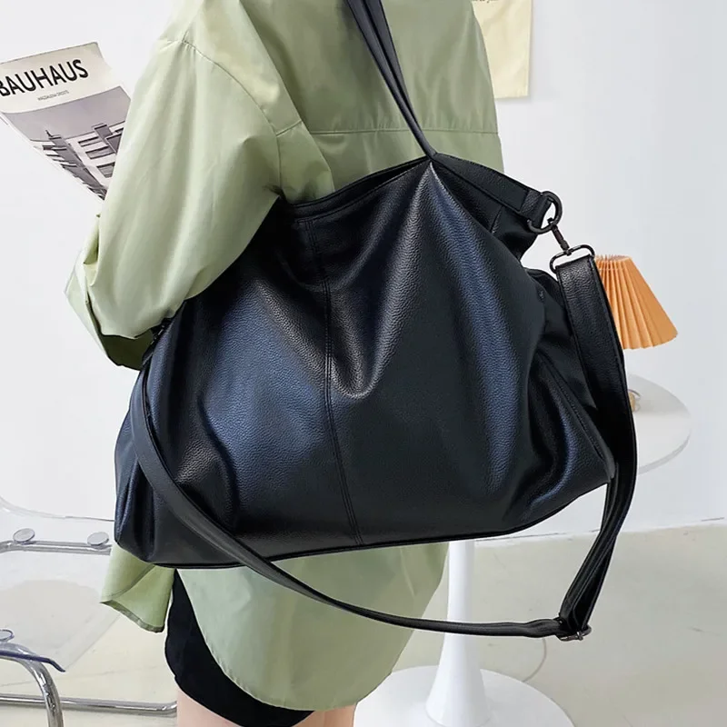 Grand sac à main en cuir souple pour femme, sac à bandoulière, sac à provisions, haute qualité, voyage initié
