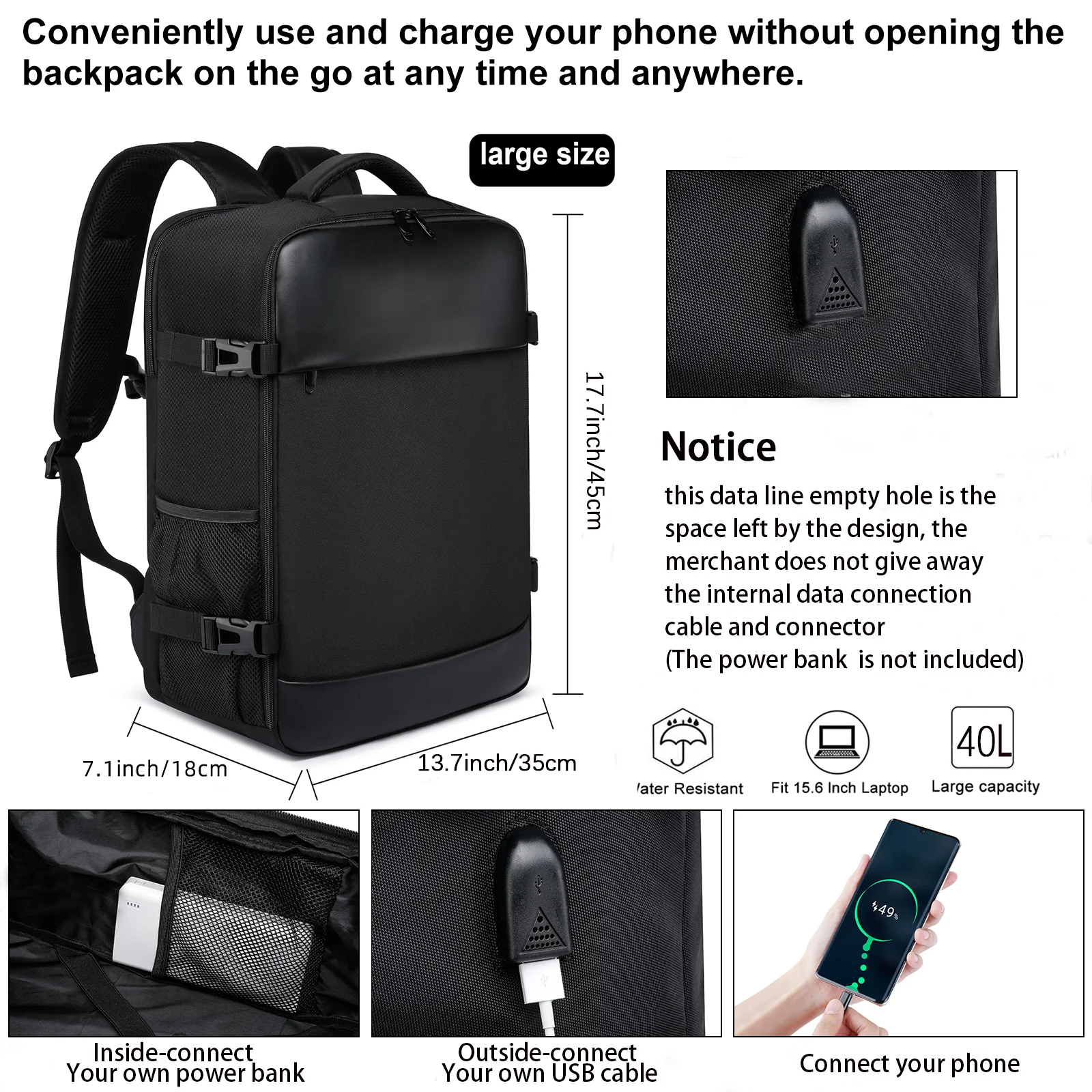 ryanair 40x20x25 et easyjet 45x36x20 sac de cabine sac à dos de voyage unisexe sac à dos pour ordinateur portable sac à dos de voyage en plein air étudiant.
