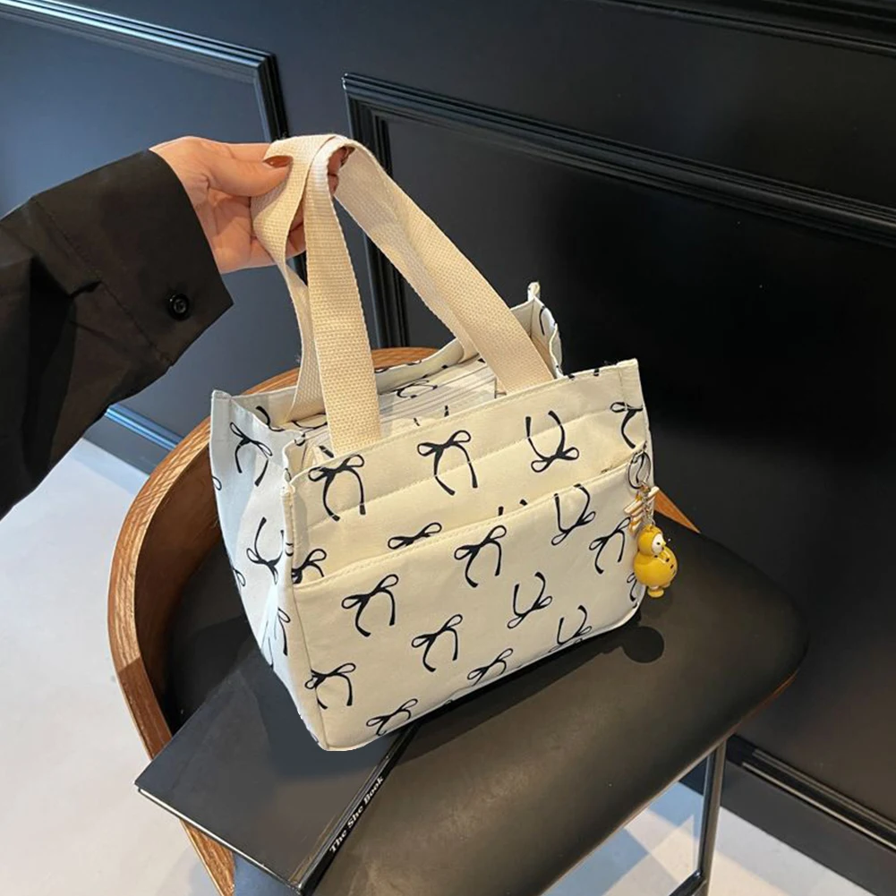 Sac à main décontracté avec poignée, fourre-tout imprimé nœud, sac Hobo léger pour femmes, travail pique-nique ou voyage