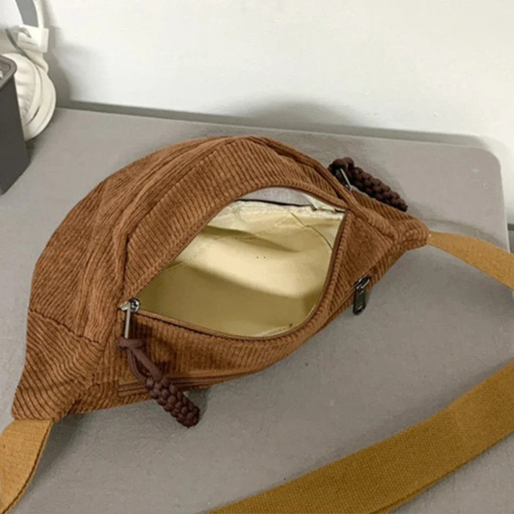 femmes taille pack grande capacité velours côtelé fanny pack style de rue sac de poitrine mode épaule sacs à bandoulière décontracté taille ceinture sac