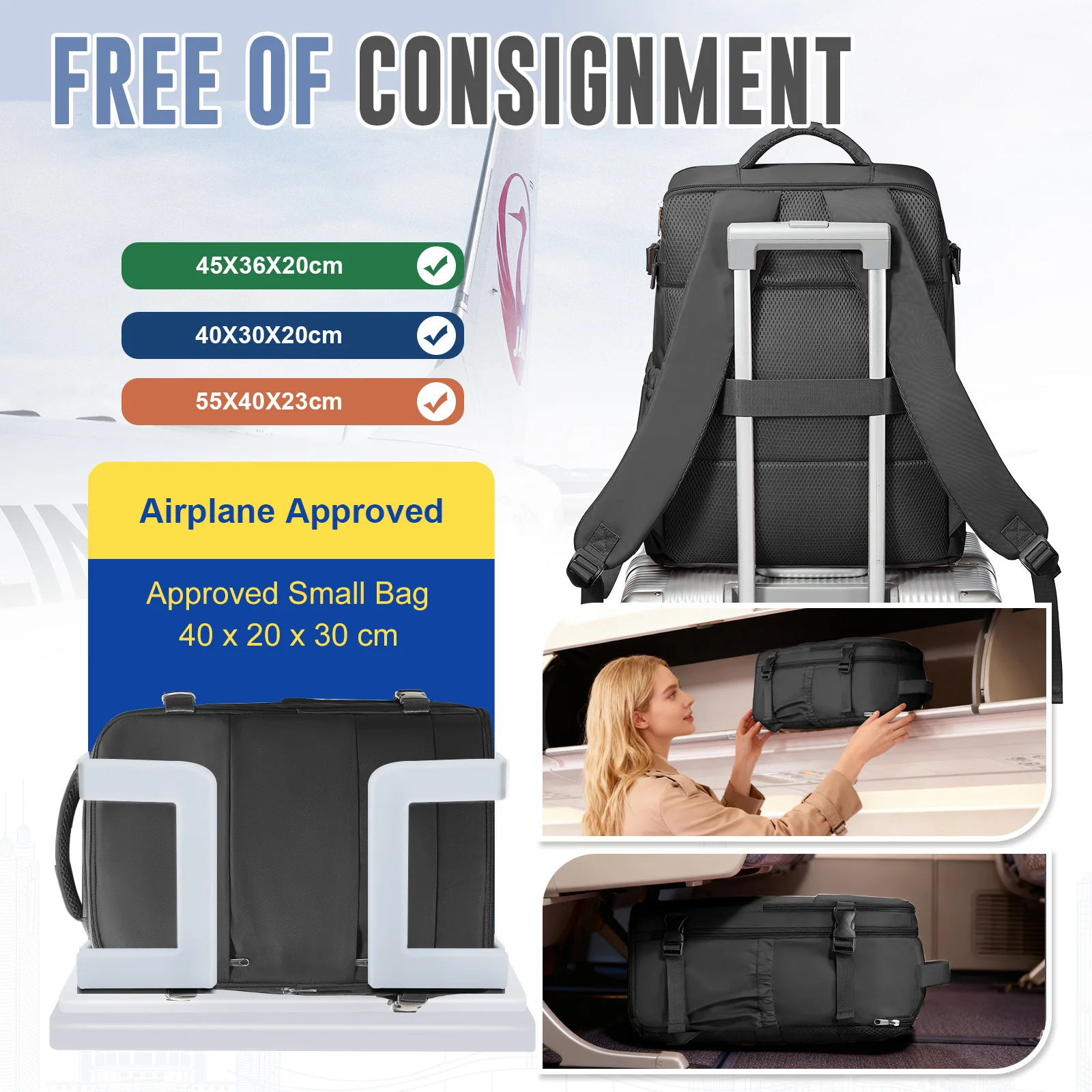 ryanair cabin bag 40x30x20 nouveau sac à dos de voyage easyjet bagage à main sac à dos pour un usage décontracté sac à dos pour ordinateur portable, d'affaires