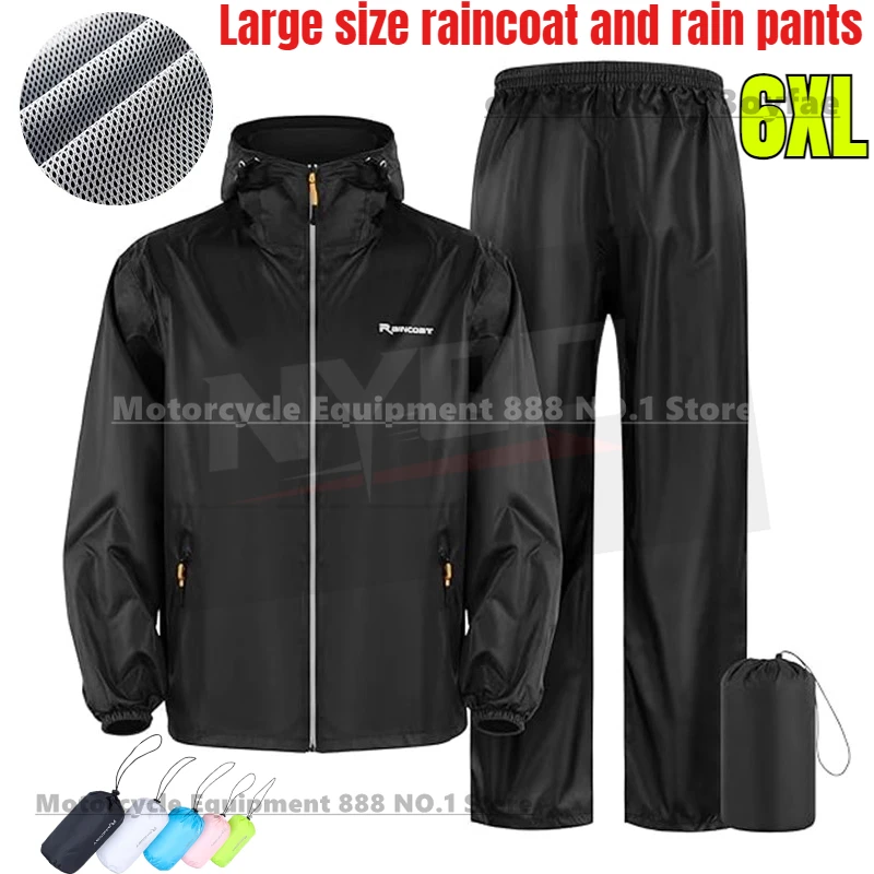 Manteau imperméable grande taille 6XL, pantalon de pluie, costume d'été pour hommes et femmes, respirant, corps complet, résistant à la pluie, vêtements imperméables fendus