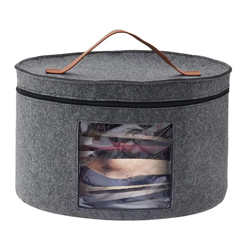 Boîte de rangement de grande capacité avec couvercle à fermeture éclair, bacs de rangement multifonctions pour chapeaux, étui de voyage pour vêtements, E27