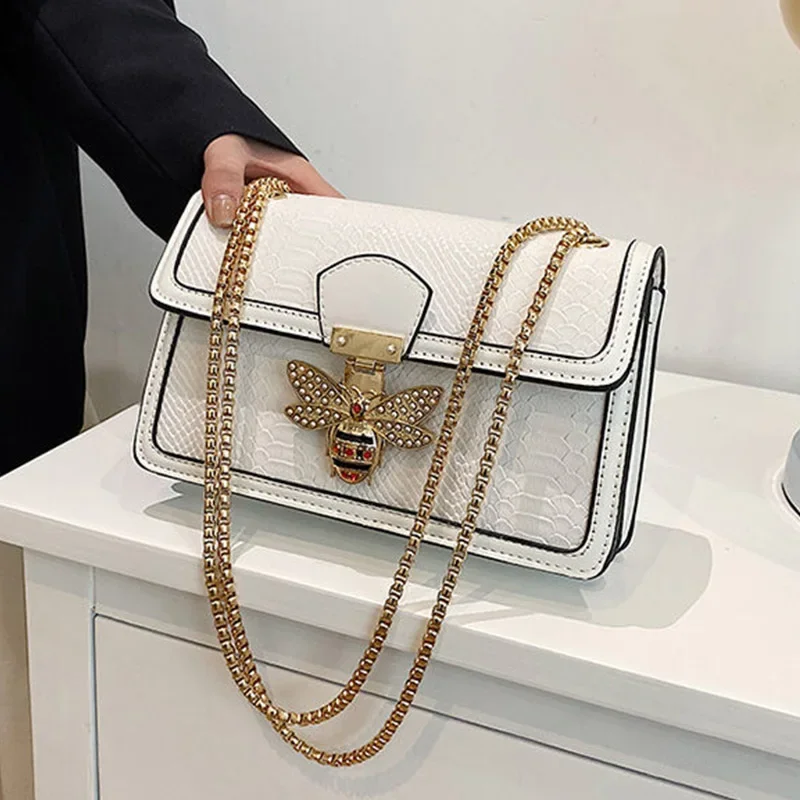 sacs à main de luxe pour femmes sacs à bandoulière abeille serrure fourre tout décontracté rabat sacs à main crocodile imprimé cuir sac à main dames sacs à bandoulière