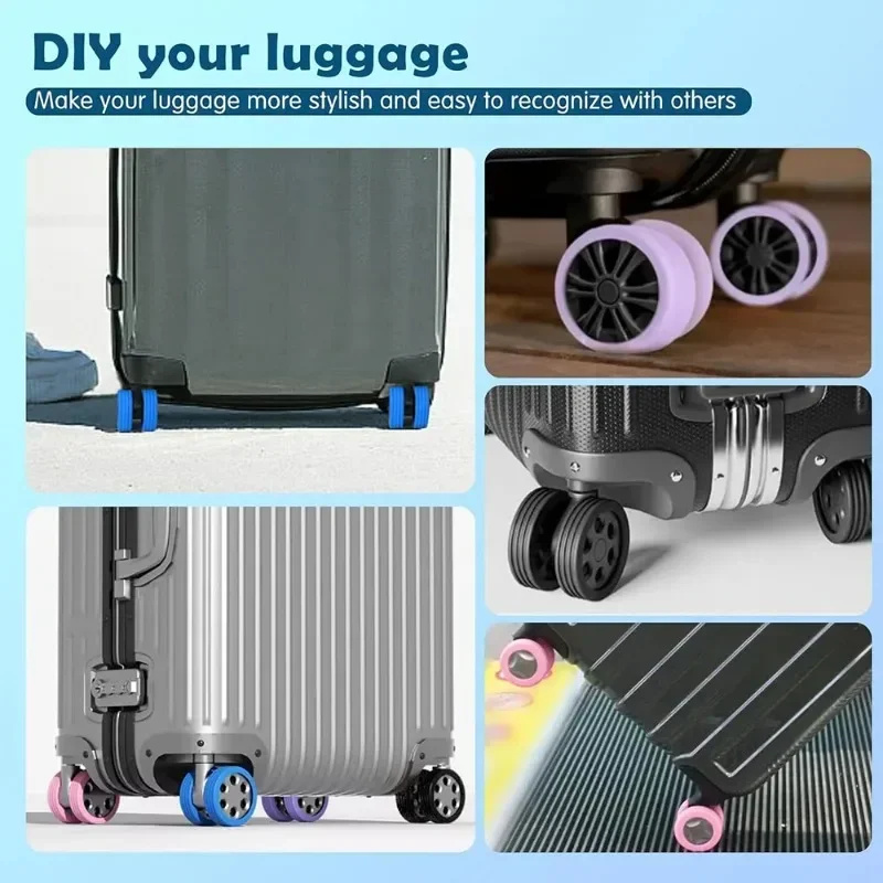 housse de protection de roue de bagage en silicone, couvre roues pour vos valises ou une chaise de bureau, roulettes durables et réduisent le bruit