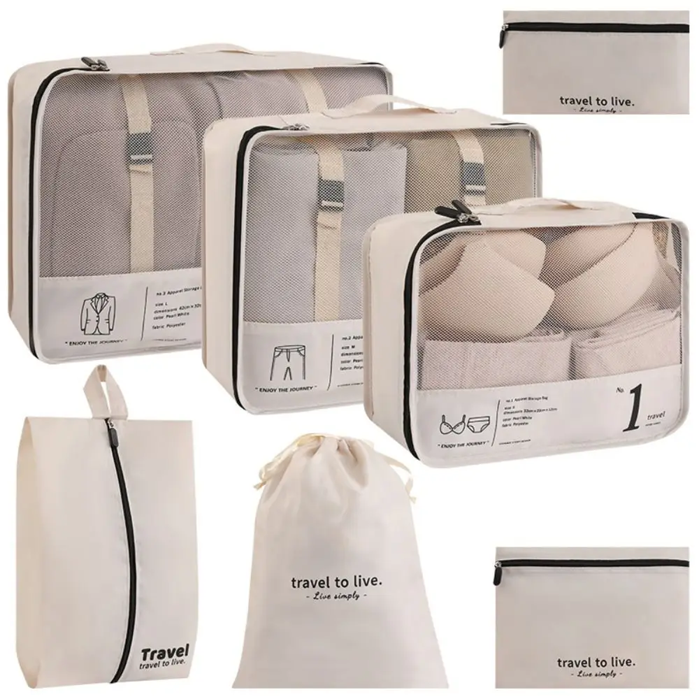 sac d'emballage de voyage étanche à compression, ensemble 7 en 1, valise peu encombrante, organisateur de vêtements, durable et épais