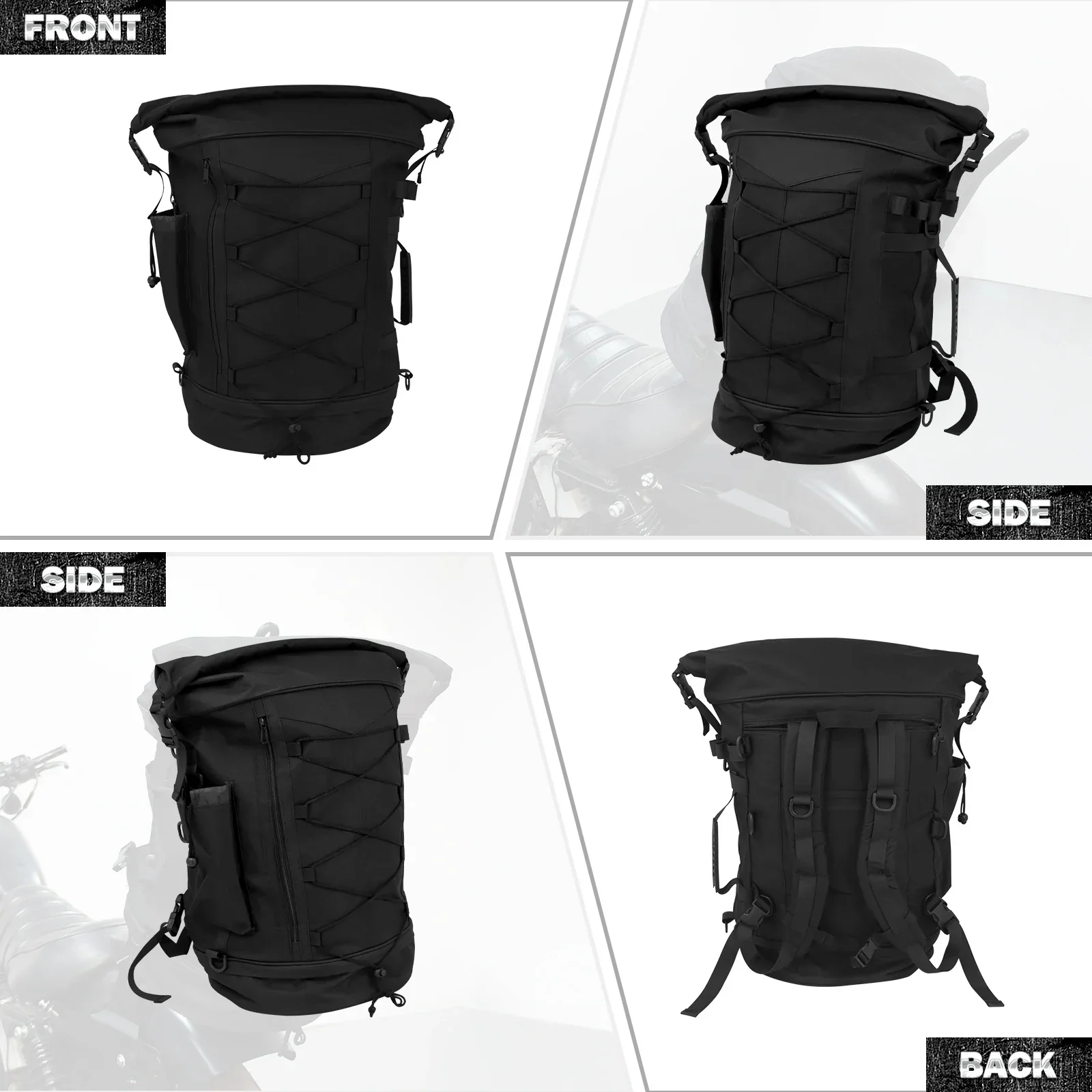 sac à dos universel multifonction Étanche pour moto, bagage de voyage en plein air, barre extensible, dossier avec sangle