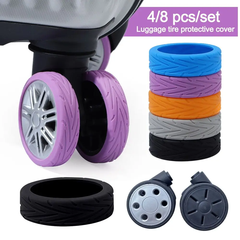 Housse de Protection pour roues de valise en Silicone, 4/8 pièces/ensemble, roulettes pour bagages de voyage, chaussures avec son silencieux, réduit le bruit, boîte à chariot