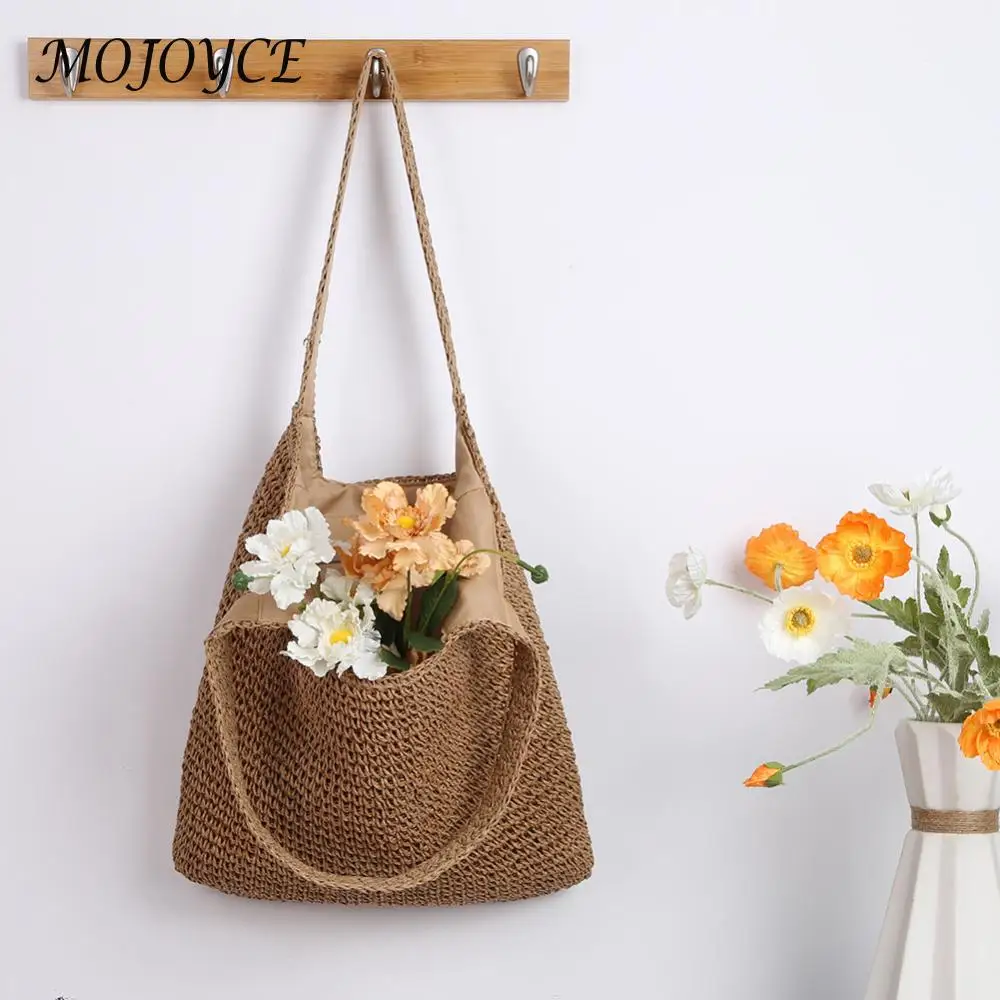 Sac à main tissé à la main pour femme, grande capacité, ULen papier, fait main, mode simple, décontracté, fourre-tout, été