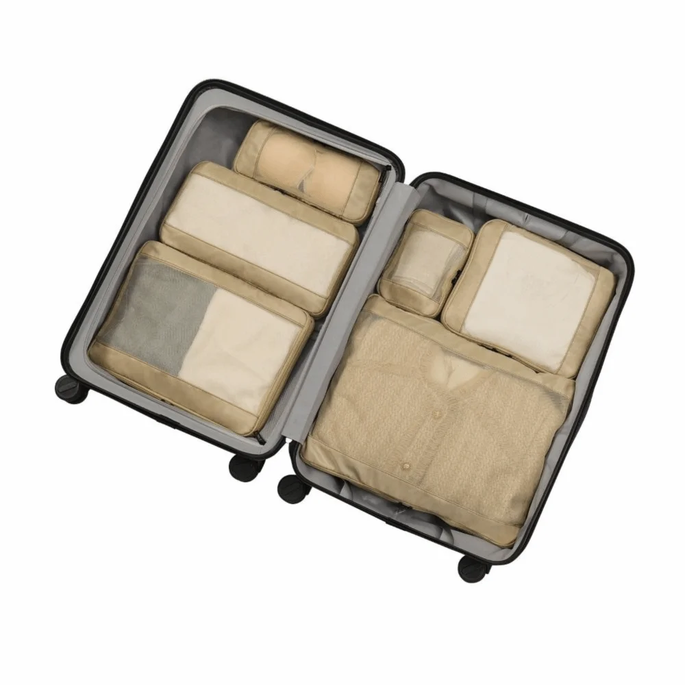 ensemble de sacs de rangement de voyage portables, valise à compression pliable, pochette transparente multi usages pour vêtements, sac de tri de jouets, 4/6 pièces