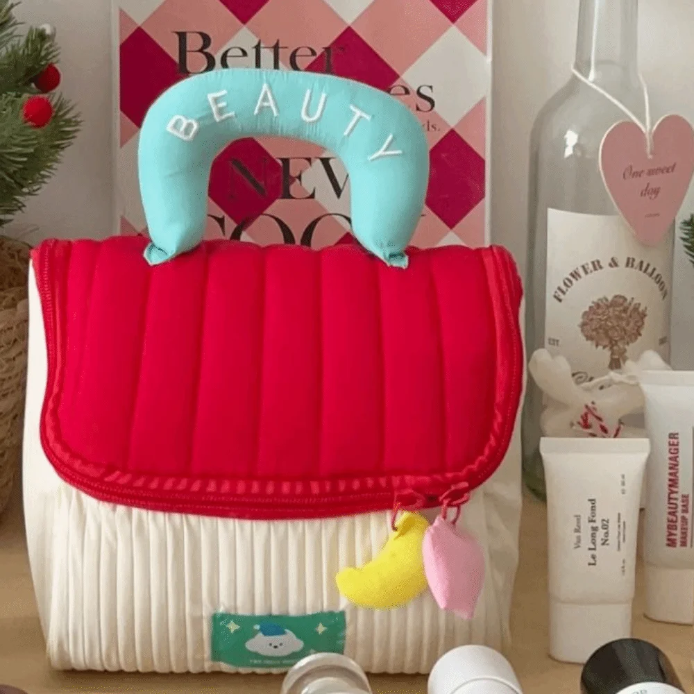 Sac de maquillage de cabine mignon de grande capacité, étui à cosmétiques portatif en forme de maison Kawaii, étui de rangement à fermeture éclair, sac de rangement Portable