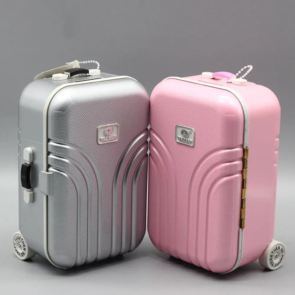 Mini valise de poupée 1/4 1/6, étui de voyage pour poupées, bagages roulants miniatures à la mode, chariot de poupée d'affaires, accessoires de jouets