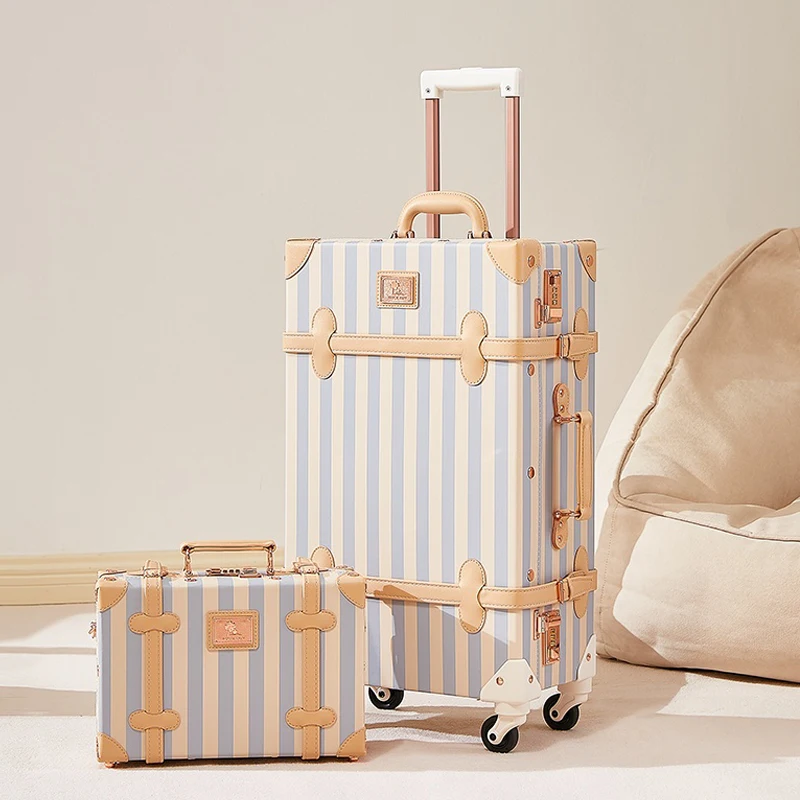 valise vintage de qualité supérieure, ensemble sur roulettes, bagages, valise de cabine de voyage de 20 pouces, 2 pièces, boîtier de chariot 22/24/26/28 pouces