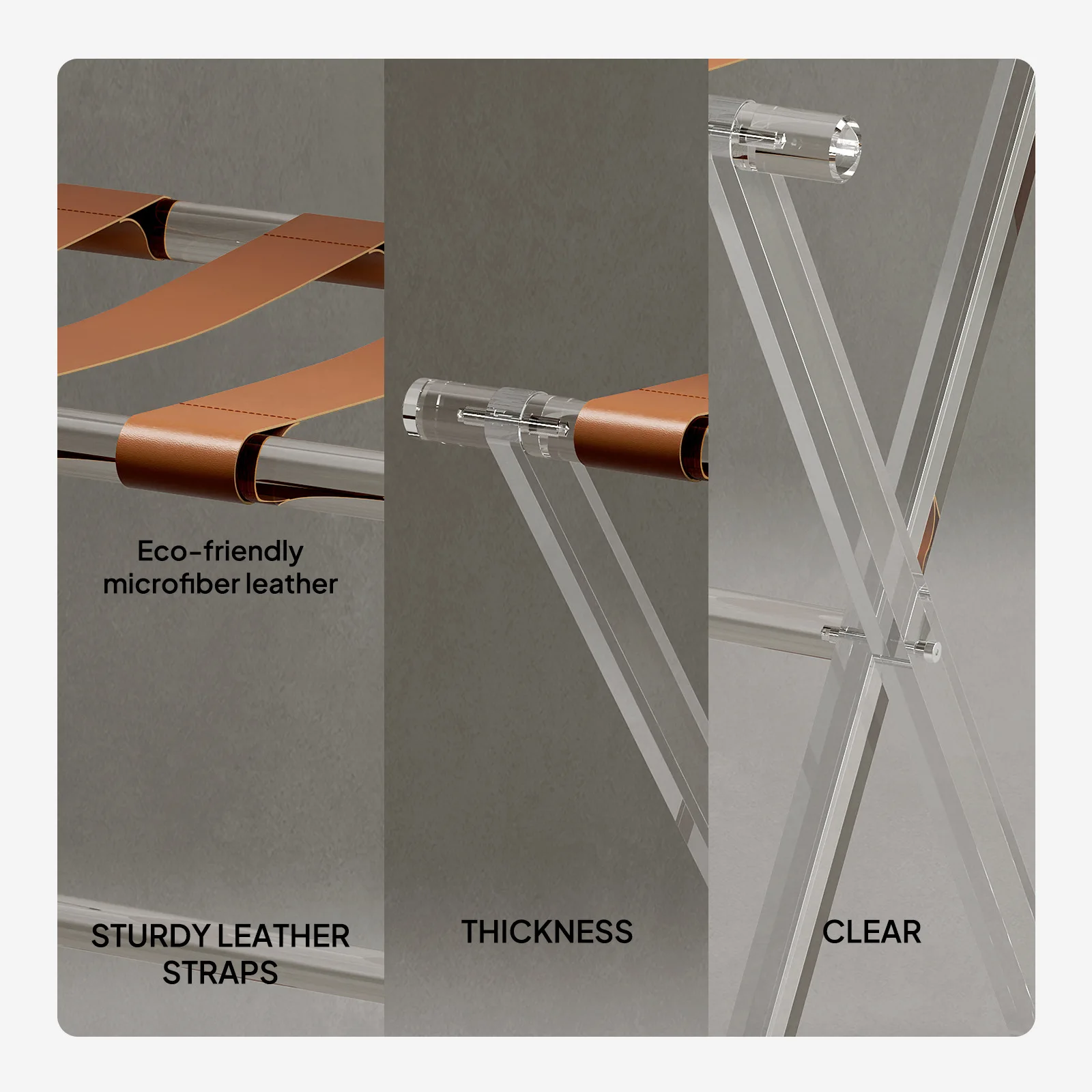 valise pliante transparente en acrylique t1 pour hôtel, petit tabouret de rangement de vêtements