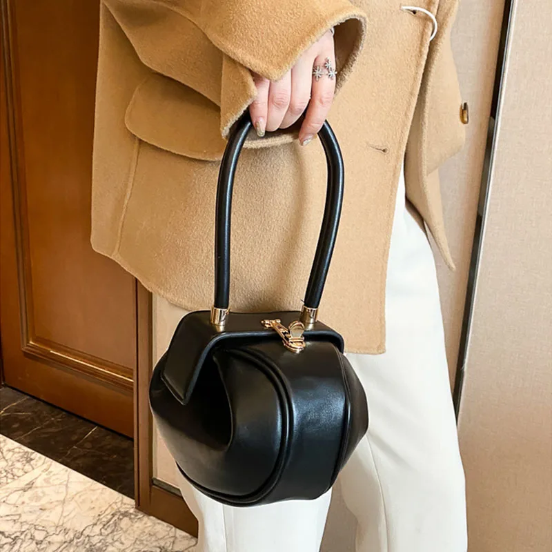 sac à main boule ronde pour femmes, sac de bowling de styliste en cuir pu, mini sacs à bandoulière de luxe, sac à aisselles à la mode