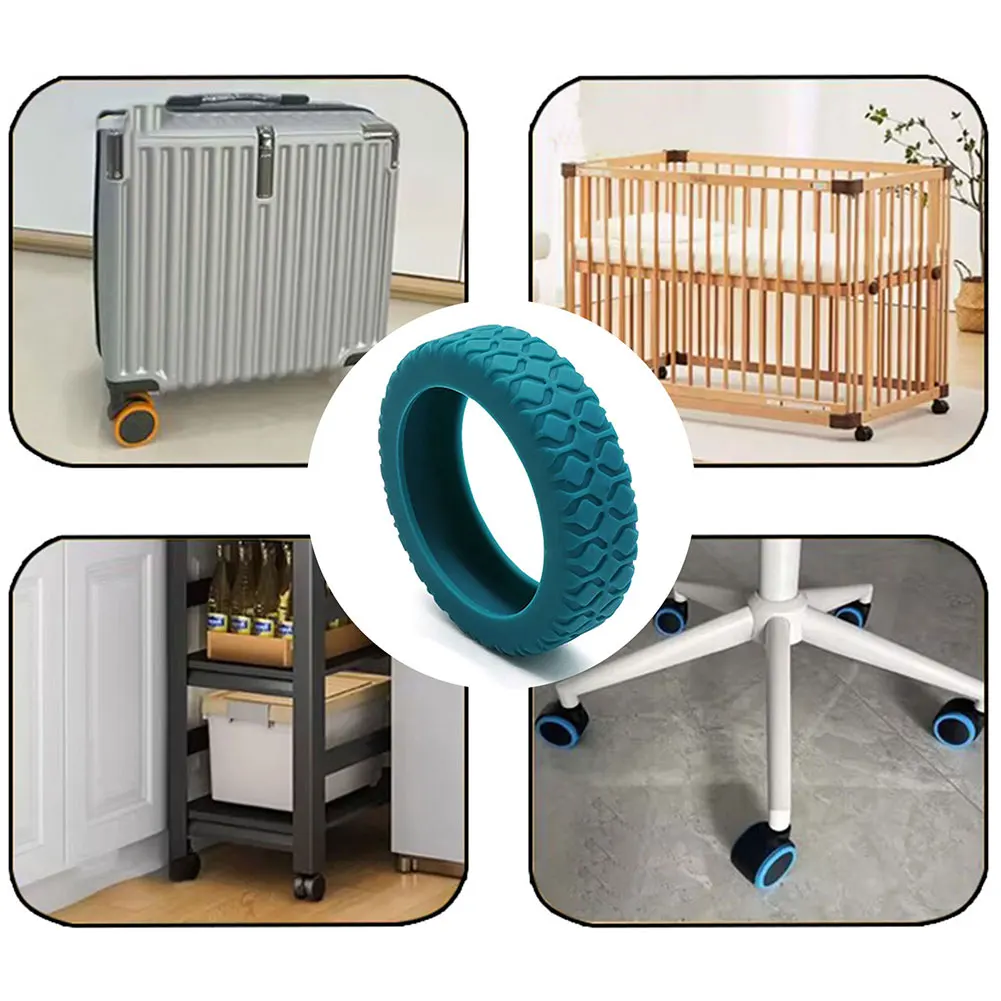 housse de protection de roue de coffre à bagages, housse de protection en silicone résistante à l'usure pour valise/roulette de chaise de bureau