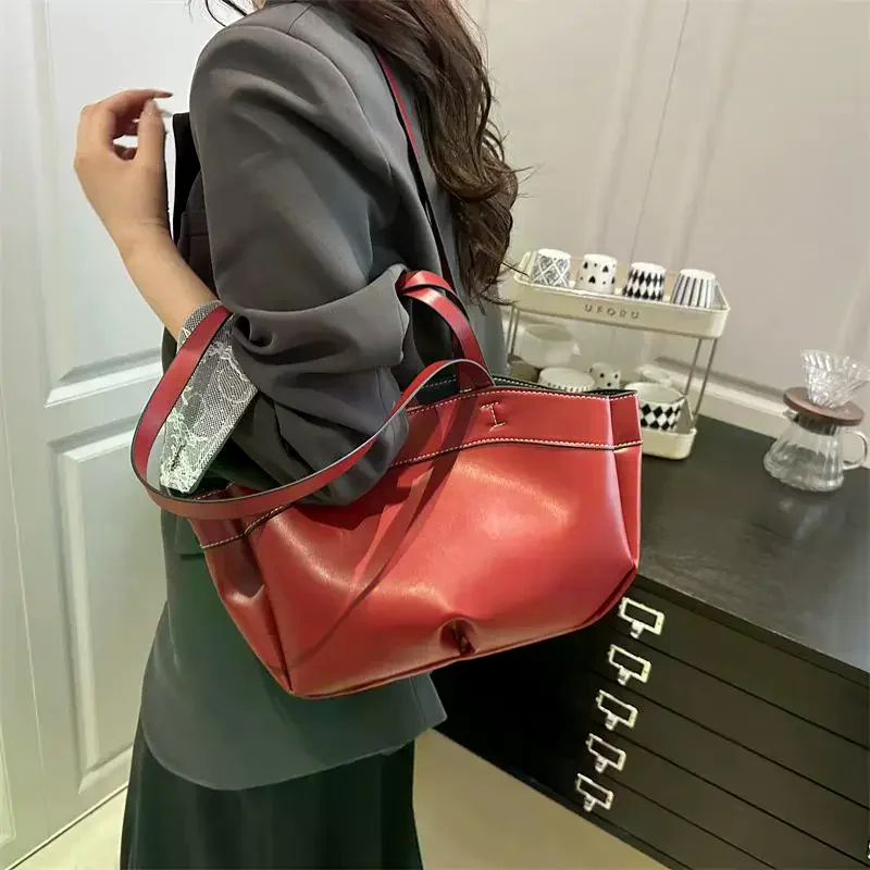 ensemble de portefeuille décontracté modish ; sac à main de grande capacité de couleur unie ; sac à bandoulière pour les déplacements quotidiens pour femmes ; cadeau parfait