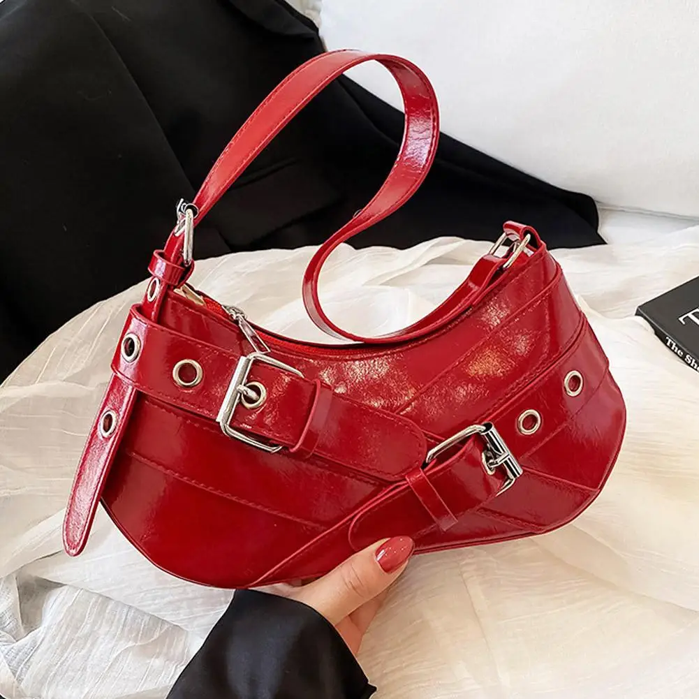 sac à main vintage sous les bras, sac à aisselles pour fille, sac à bandoulière simple pour moto, polyvalent, style punk, sac à main décontracté