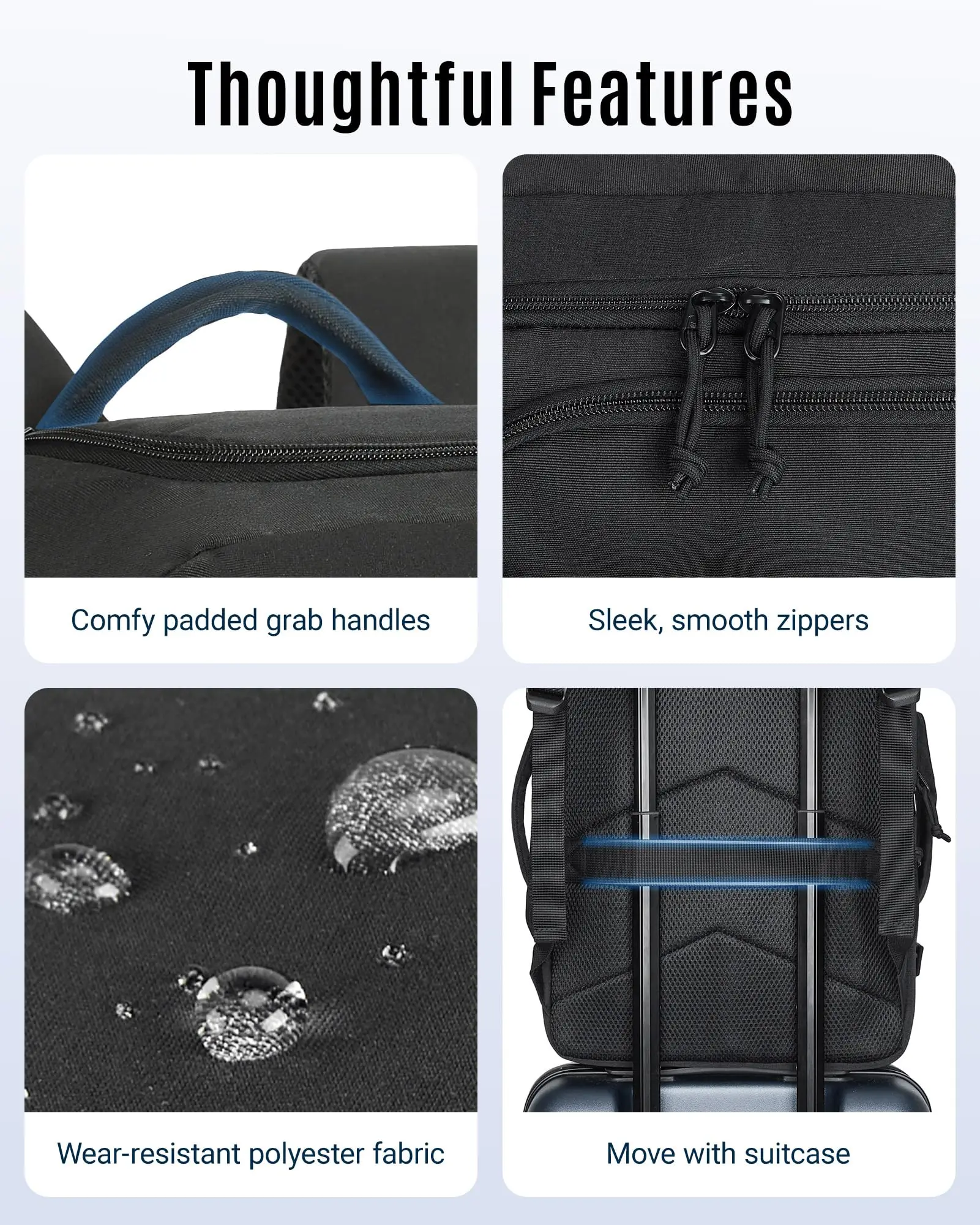sac à dos de voyage léger pour hommes, grand sac à dos de cabine d'avion tsa, léger et étanche, pour ordinateur portable, style urbain
