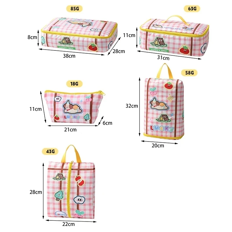 sac de rangement de voyage de grande capacité, mignon, étanche, dessin animé, vêtements portables, sous vêtements, chaussures, sac de rangement de bagages avec fermeture éclair
