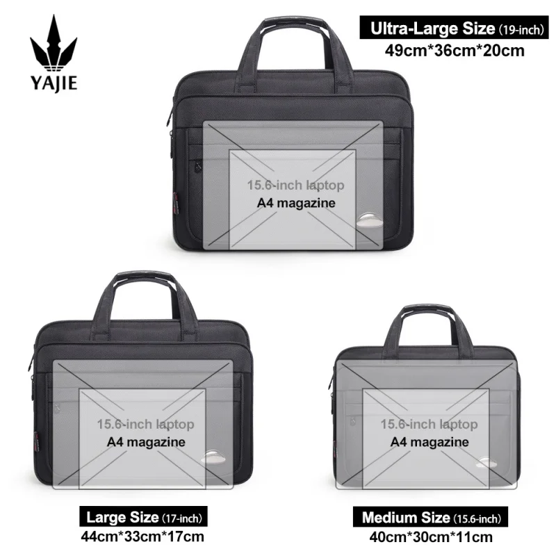 porte documents de grande capacité pour hommes, sac d'affaires 15.6 pouces 17 pouces 19 pouces, sac pour ordinateur portable, sacs à bandoulière, sacs à main en toile, sacoche