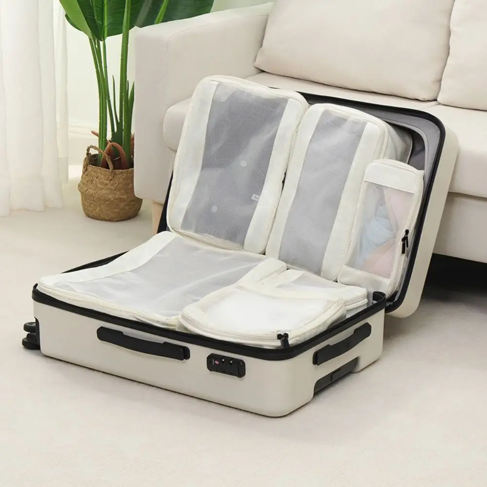 ensemble de sacs de rangement de voyage portables, valise transparente pliable, pochette de tri de vêtements à compression polyvalente, 4/6 pièces
