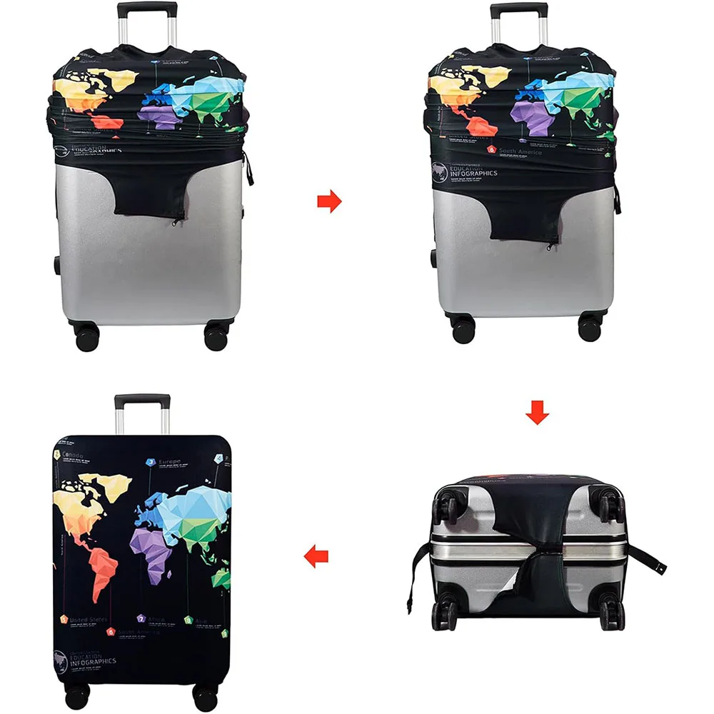 housse de protection élastique épaisse pour bagages, combinaison à fermeture éclair pour sac de 18 à 32 pouces, housse de valise, housse de chariot, accessoires pratiques de voyage