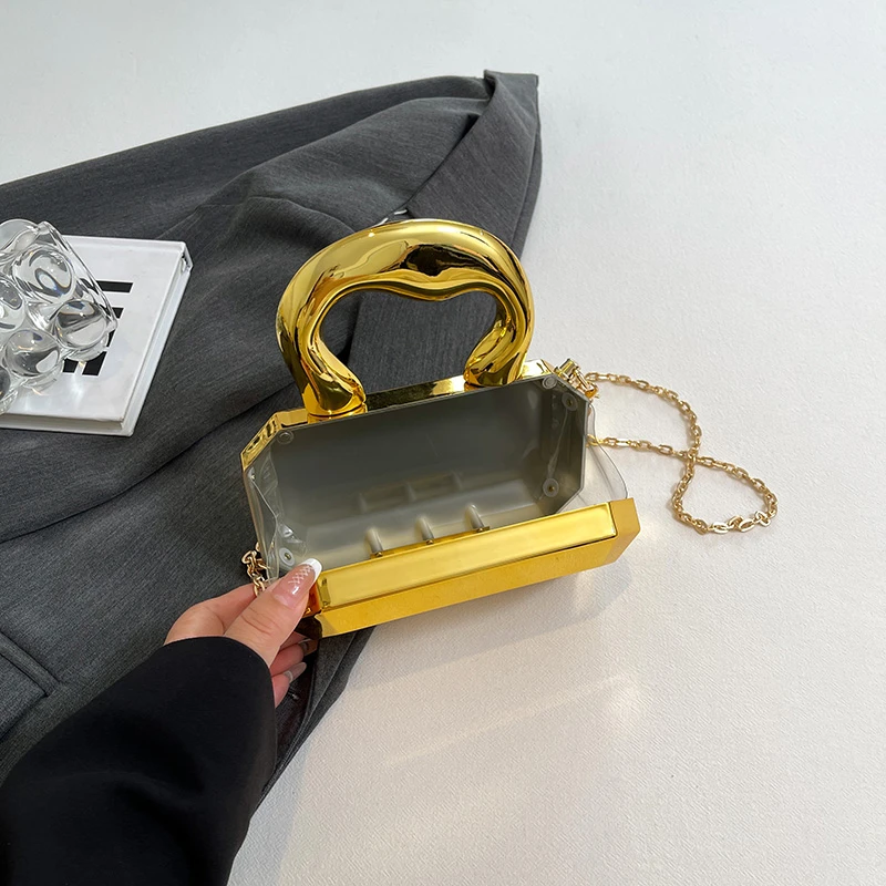 sac à main femme sacs pour femmes 2025 pochettes mode géométrique mini fête soirée sac à bandoulière sac à bandoulière boîte en or pochette