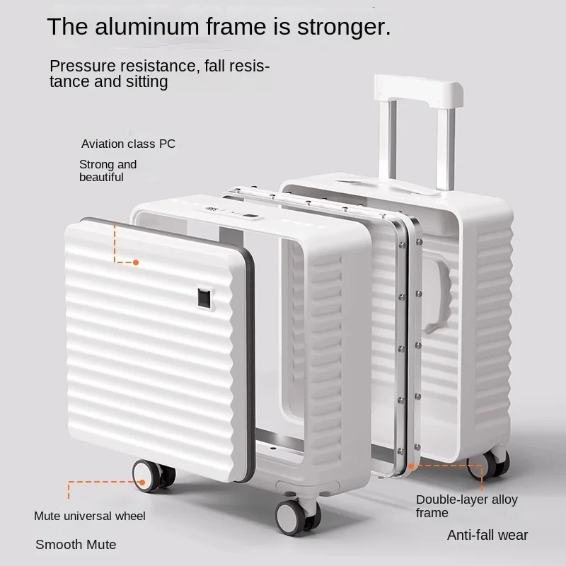 valise de cabine à ouverture frontale de 18/20 pouces, petit sac de voyage court de 16 pouces, cadre en aluminium ultraléger, bagages de grande capacité