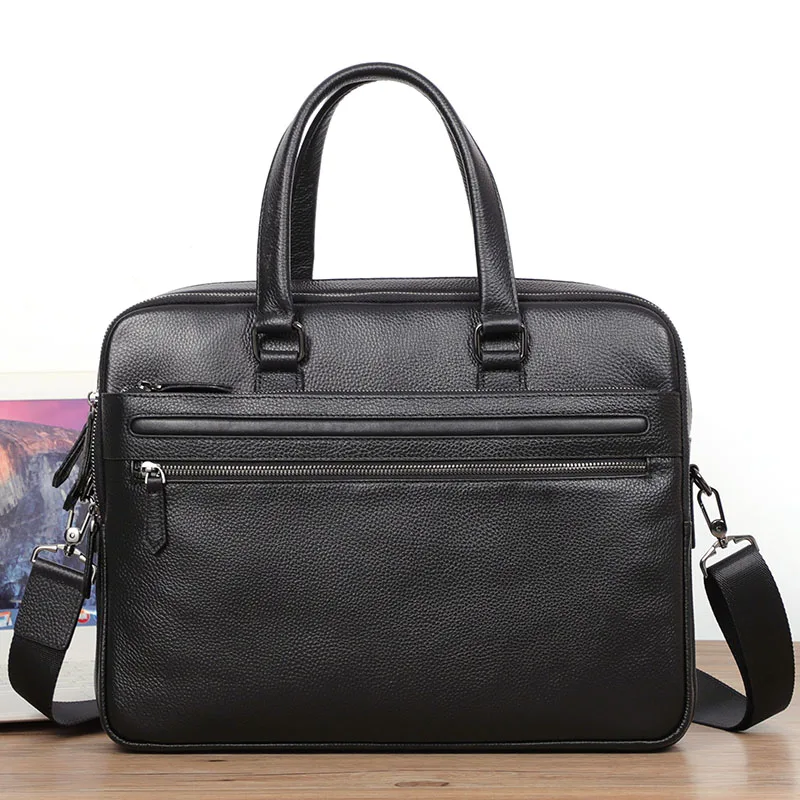 porte documents en cuir pour hommes, sac à main de grande capacité pour ordinateur portable, sacs à bandoulière en cuir véritable de bonne qualité, sacs d'affaires