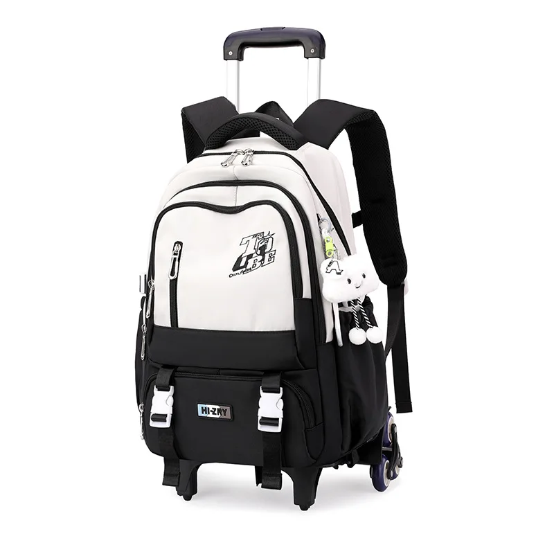 sac à dos scolaire à roulettes pour enfants, sac à dos à roulettes pour filles et garçons, sac à roulettes pour étudiants, chariot de voyage, 2/6
