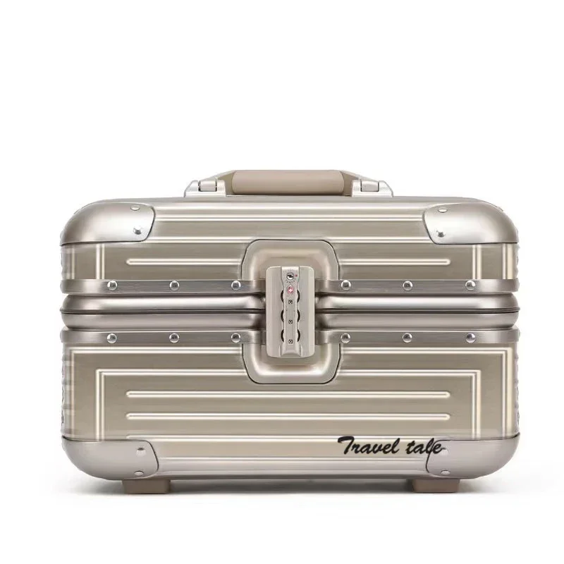 vescovo 14 "17 pouces en aluminium continuer petite valise cabine dure trousse à cosmétiques bagage furtif