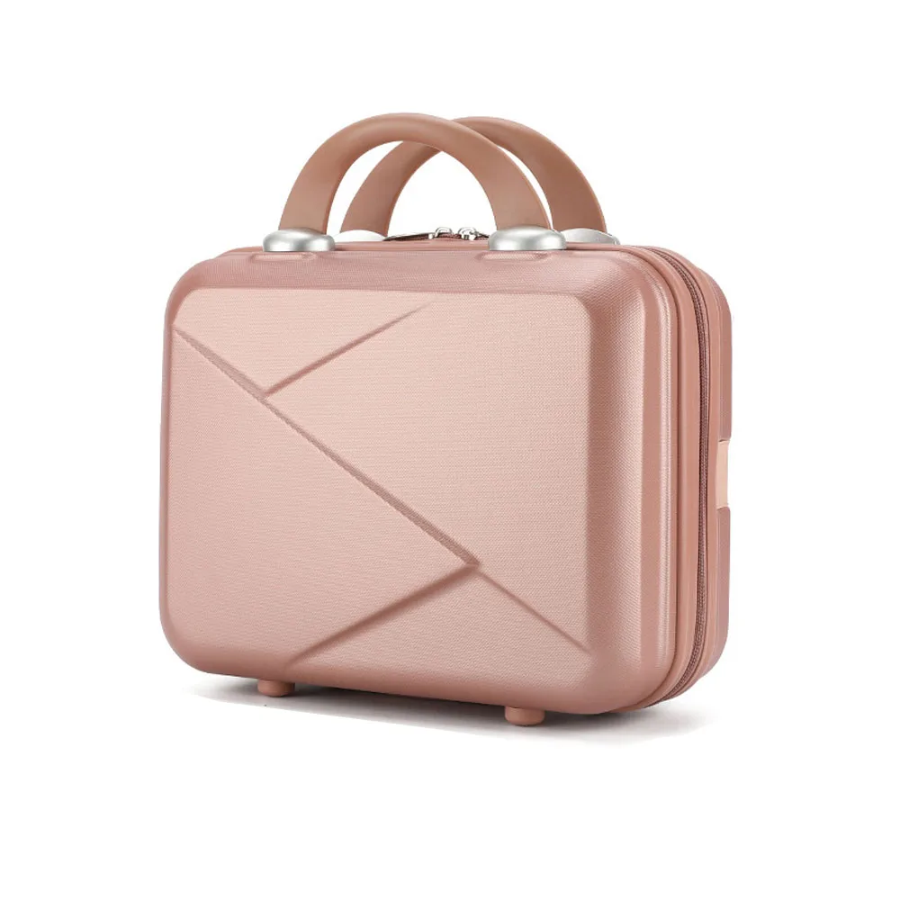 nouvelle valise de voyage pour femmes, 14 pouces, kaki/rose/argent/noir, petite valise de voyage pour femmes, matériau de compression, taille: 30-15-23cm