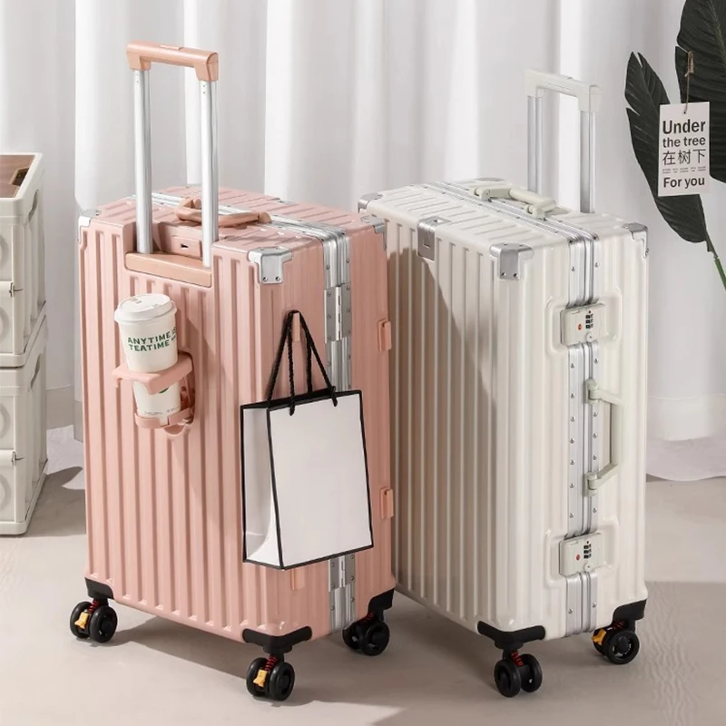 valise multifonction frein roue bagages avec chargement usb cadre en aluminium valise cabine de voyage mâle et