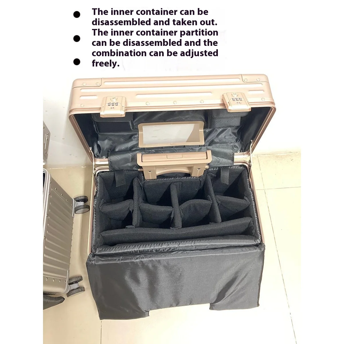 bagage à cadre en aluminium pour hommes et femmes, boîtier de chariot de voyage, rabat à roue universel, embarquement, embarquement, boîte de photographie