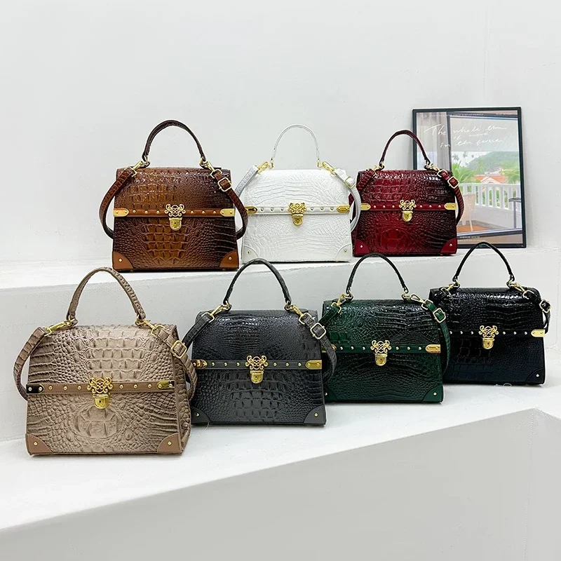 petit sac carré pour femme, sac à main classique, motif crocodile, sac à bandoulière, designer initié, marque supérieure