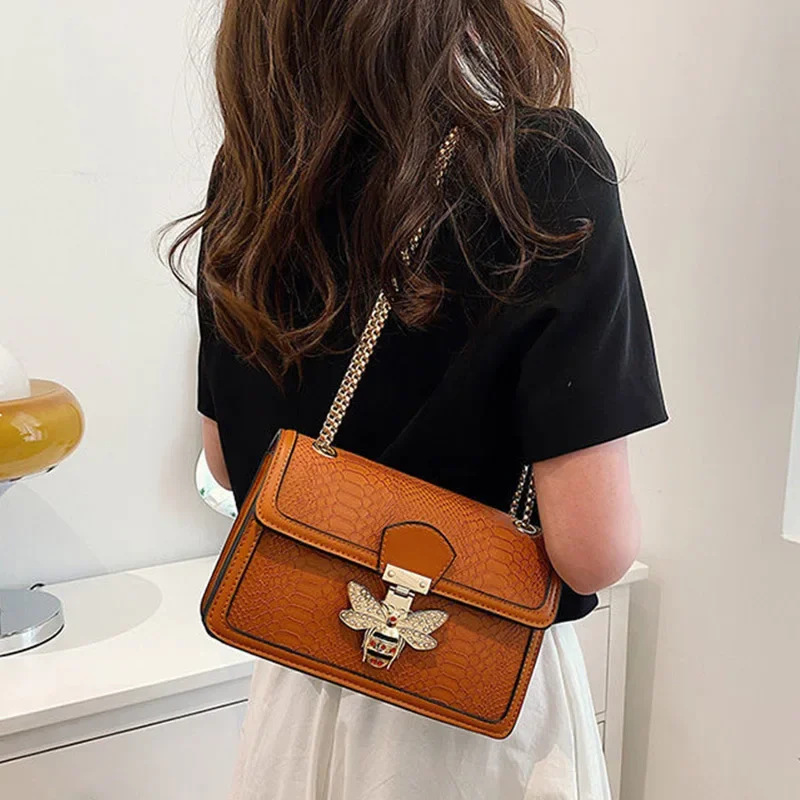 sacs à main de luxe pour femmes sacs à bandoulière abeille serrure fourre tout décontracté rabat sacs à main crocodile imprimé cuir sac à main dames sacs à bandoulière