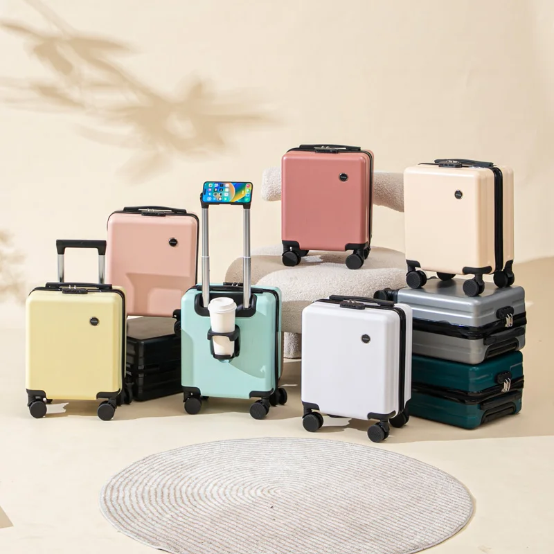 valises de voyage aériennes sur roulettes avec porte gobelet, valise à main pour boîte de voyage en vol, chariot à bagages, petite valise de voyage