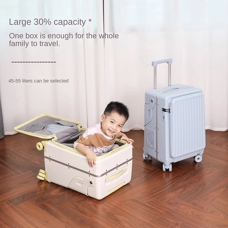 valise de voyage robuste et épaisse avec porte gobelet, nouvelle valise pour enfants, peut s'asseoir, 20/22 pouces, ouverture avant, 2025