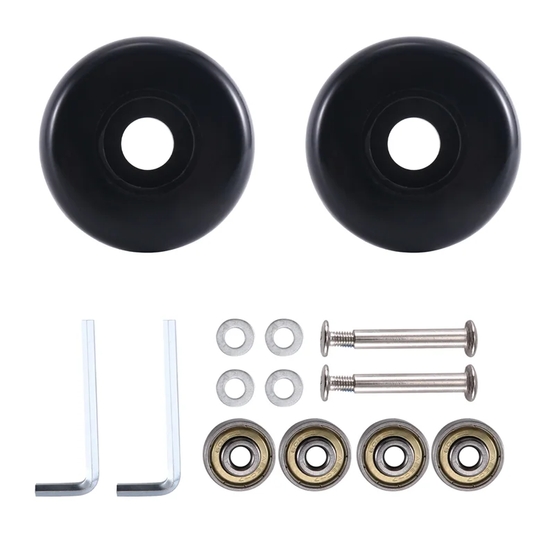 Roues de remplacement pour valise à bagages 55Mm X 18Mm, roulettes pivotantes en PU, roulements en acier au carbone, Kits de réparation Black-AT64