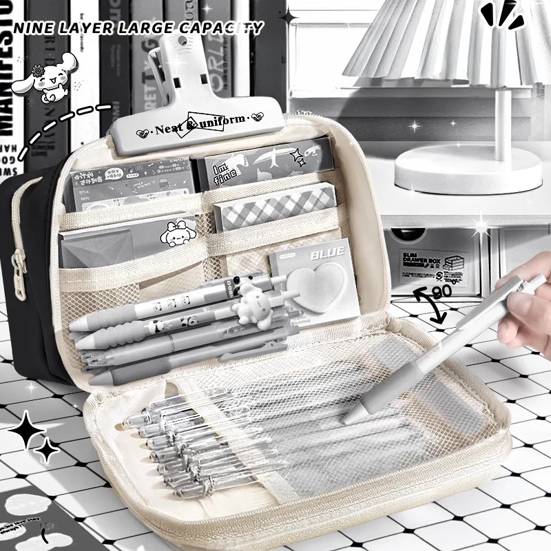 inkpals – trousse à crayons noire de grande capacité, étuis scolaires kawaii pour enfants, pochette pour grand garçon, sac de retour à l'école, boîte de rangement pour stylos