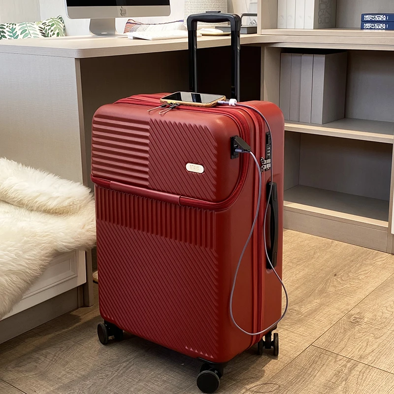 valise d'embarquement à ouverture frontale pour hommes et femmes, chariot léger, bagages de voyage, bagages de développement usb, 20 pouces, 24/26 pouces, nouvelle mode