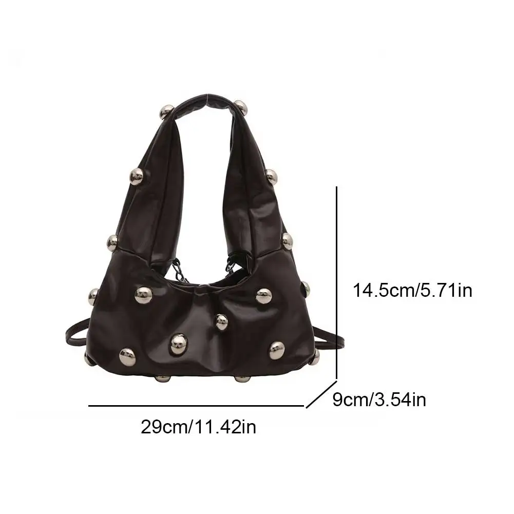 sac à main hobo clouté en cuir pu pour femme, sac à bandoulière, sac fourre tout sous les bras, travail, shopping, voyage, designer